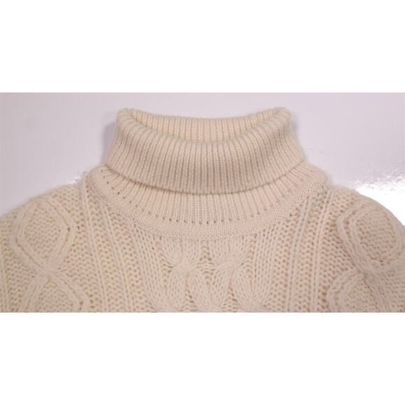 Kings Road Shop for Sears Beige Cable knit Wool Heavy Turtleneck Sweater XL - Picture 4 of 5